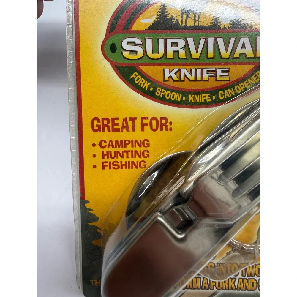 Survival Knife Multi-Tool Camping Utensil Set Fork Spoon CanOpener New Packaging